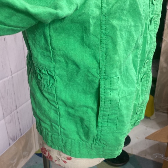 Monsoon green linen cropped jacket size L - Picture 4 of 7